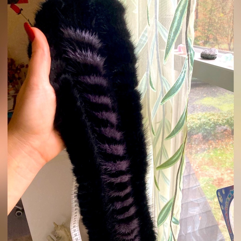 Genuine purple mink fur knitted headband